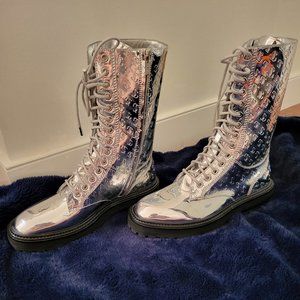 Jimmy Choo Cora embossed-logo lace-up boots